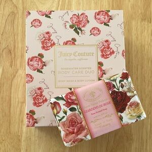 Juicy Couture Rosewater Body Wash & Lotion Set and Rose soap